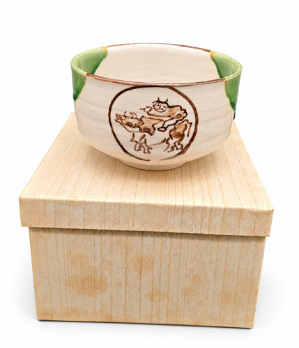 Oribe chawan japan - ao-oribe,