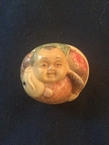 Steinnuss netsuke buddha - steinnuss,