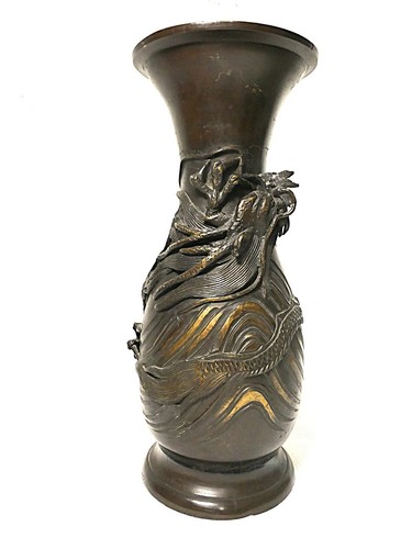 Japan vase mit drache bronze - vase,